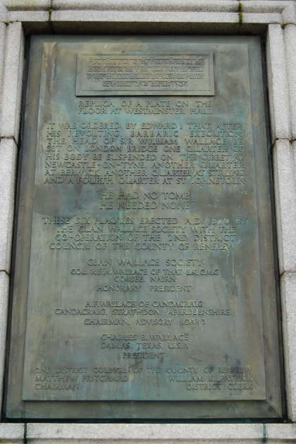 Plaque on Monument